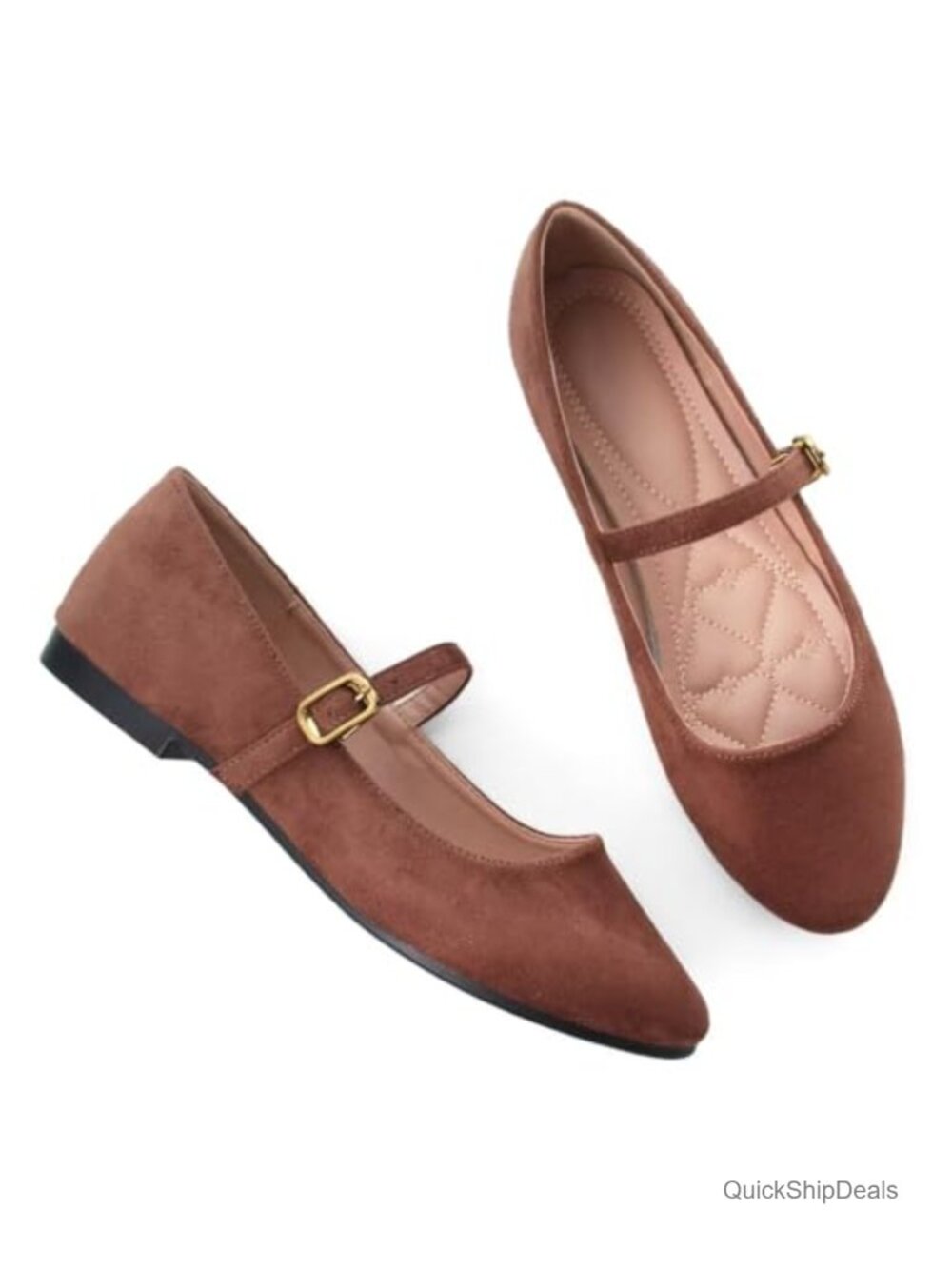 Women's Mary Jane Flats Leather Satin Buckle Round Toe Ballet Flat Shoes
